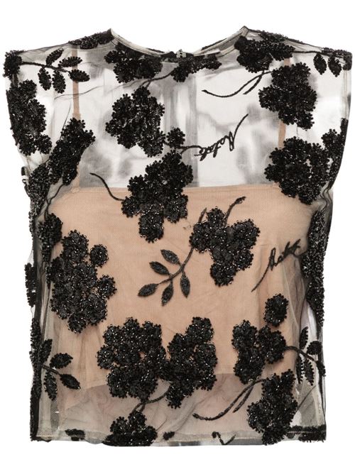 Semi-transparent black top with floral embroidery ROTATE BIRGERCHRISTENSEN | 1122582949BCR141619-4004